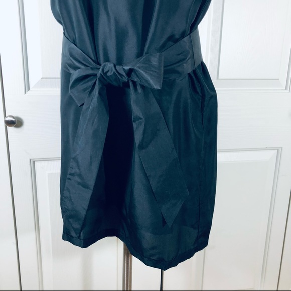 Tory Burch Silk Embroidered Puff Short Sleeves Sheath Black Lined Dress Size 14 - Picture 5 of 16